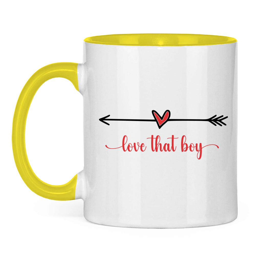 Tasse zweifarbig "love that boy"