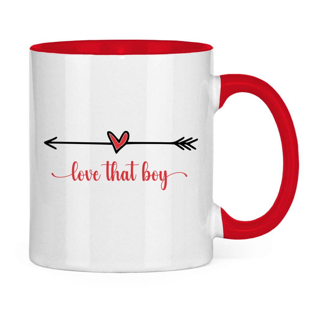 Tasse zweifarbig "love that boy"