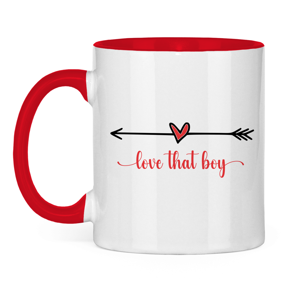 Tasse zweifarbig "love that boy"