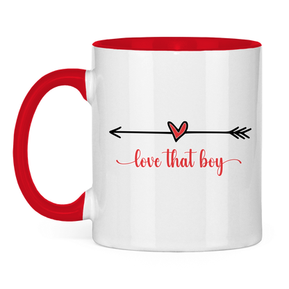 Tasse zweifarbig "love that boy"