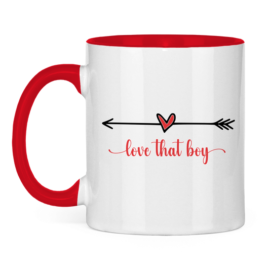Tasse zweifarbig "love that boy"