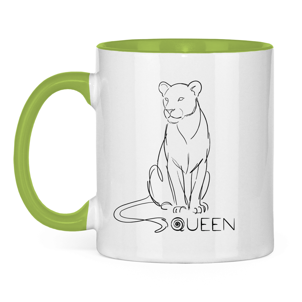 Tasse zweifarbig "The Queen Lioness" (Line Art)