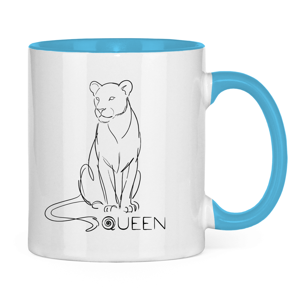 Tasse zweifarbig "The Queen Lioness" (Line Art)