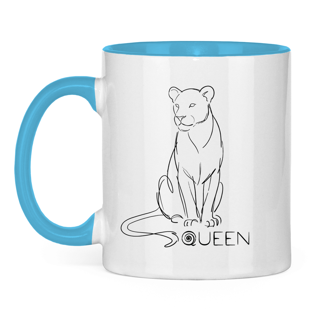Tasse zweifarbig "The Queen Lioness" (Line Art)