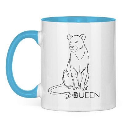 Tasse zweifarbig "The Queen Lioness" (Line Art)