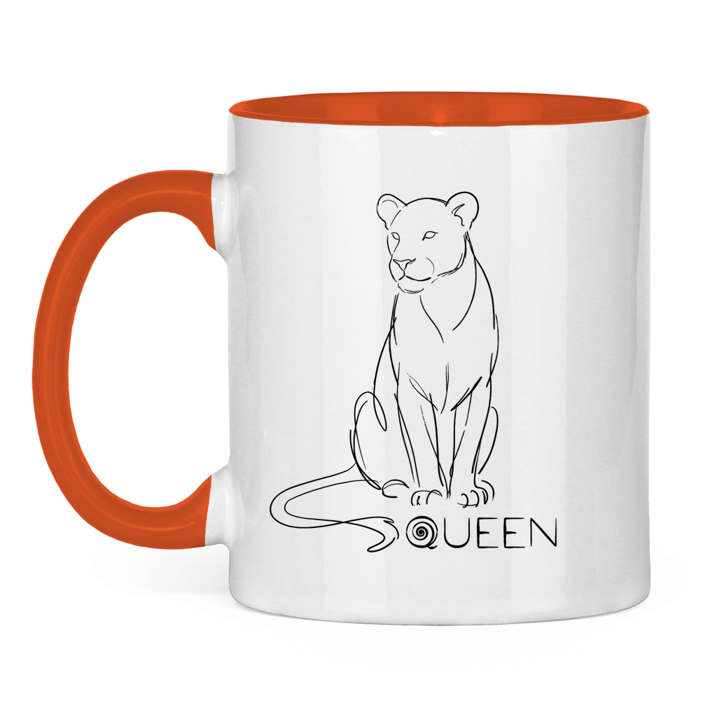 Tasse zweifarbig "The Queen Lioness" (Line Art)