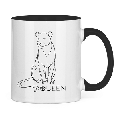 Tasse zweifarbig "The Queen Lioness" (Line Art)