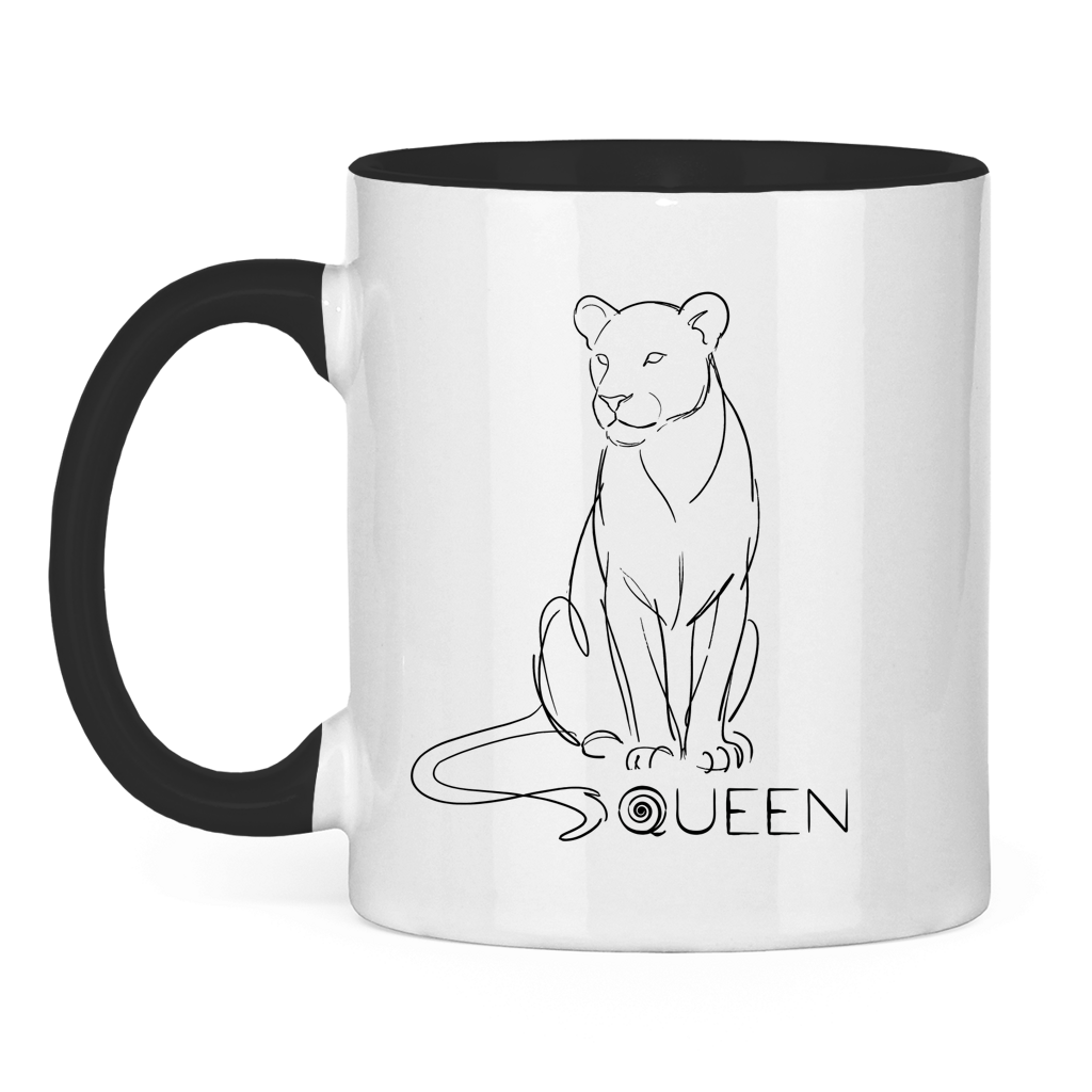 Tasse zweifarbig "The Queen Lioness" (Line Art)