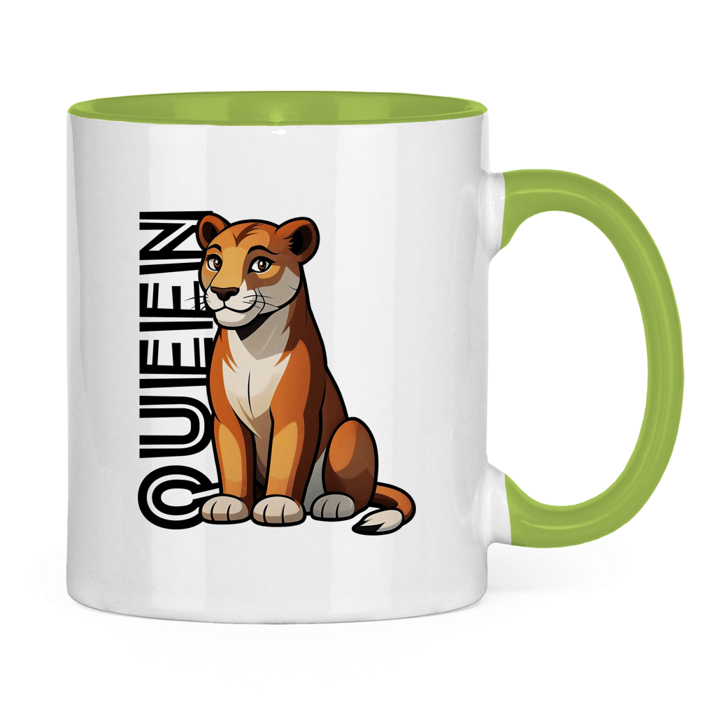 Tasse zweifarbig "The Queen Lioness" (Cartoon Style)