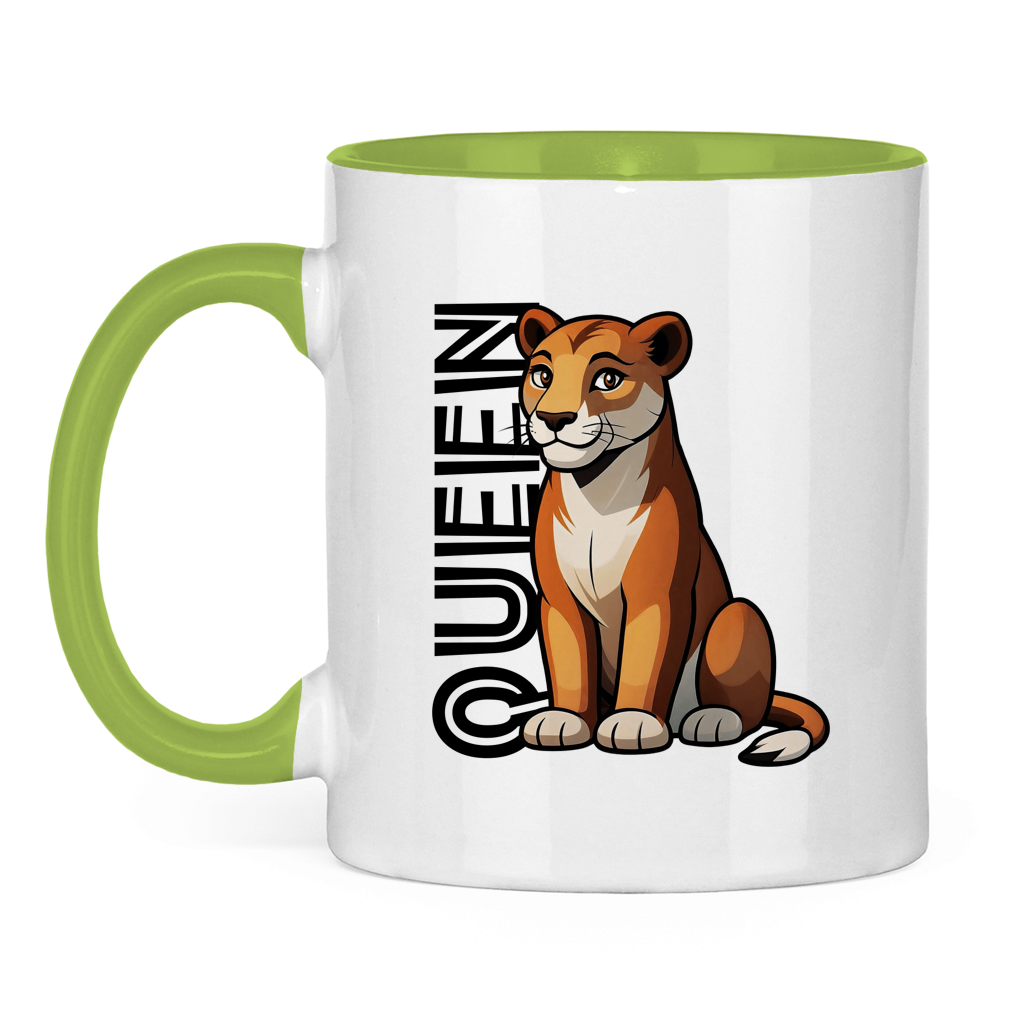 Tasse zweifarbig "The Queen Lioness" (Cartoon Style)