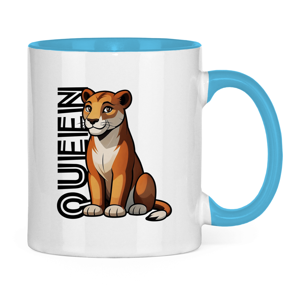Tasse zweifarbig "The Queen Lioness" (Cartoon Style)