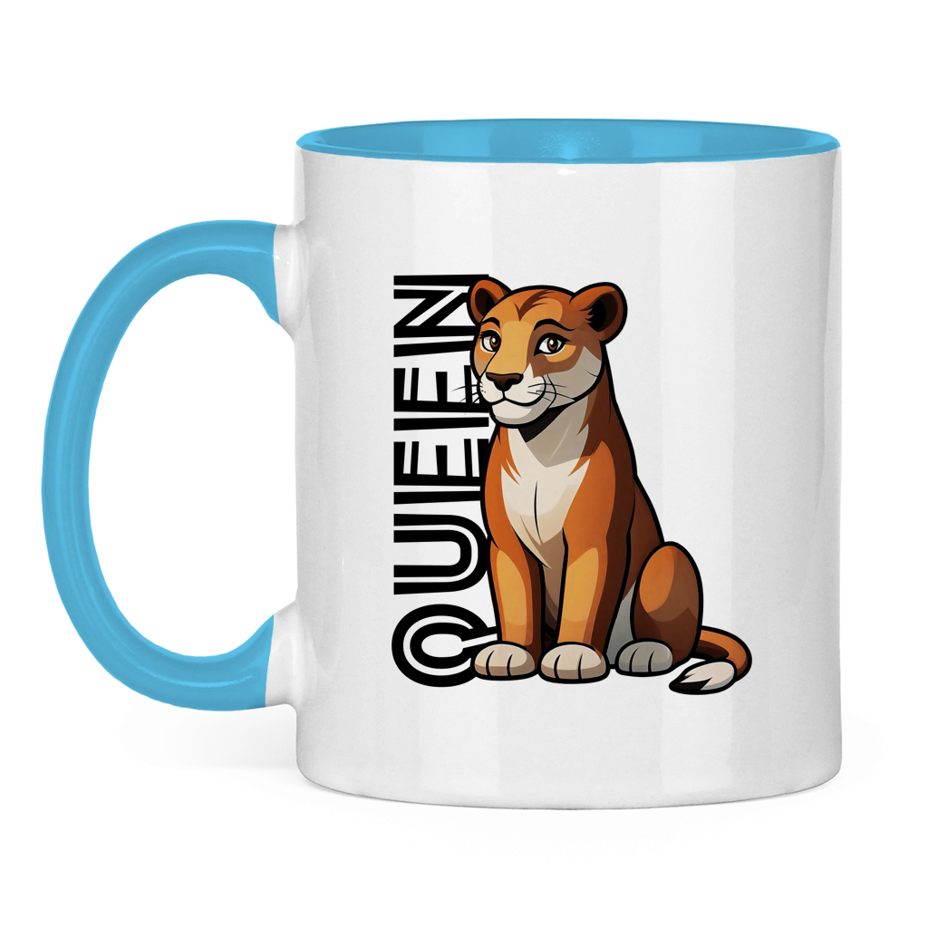 Tasse zweifarbig "The Queen Lioness" (Cartoon Style)