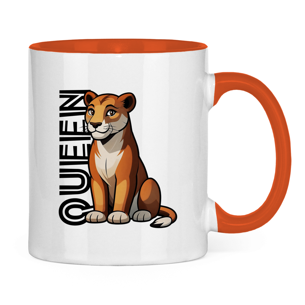 Tasse zweifarbig "The Queen Lioness" (Cartoon Style)