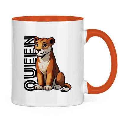 Tasse zweifarbig "The Queen Lioness" (Cartoon Style)