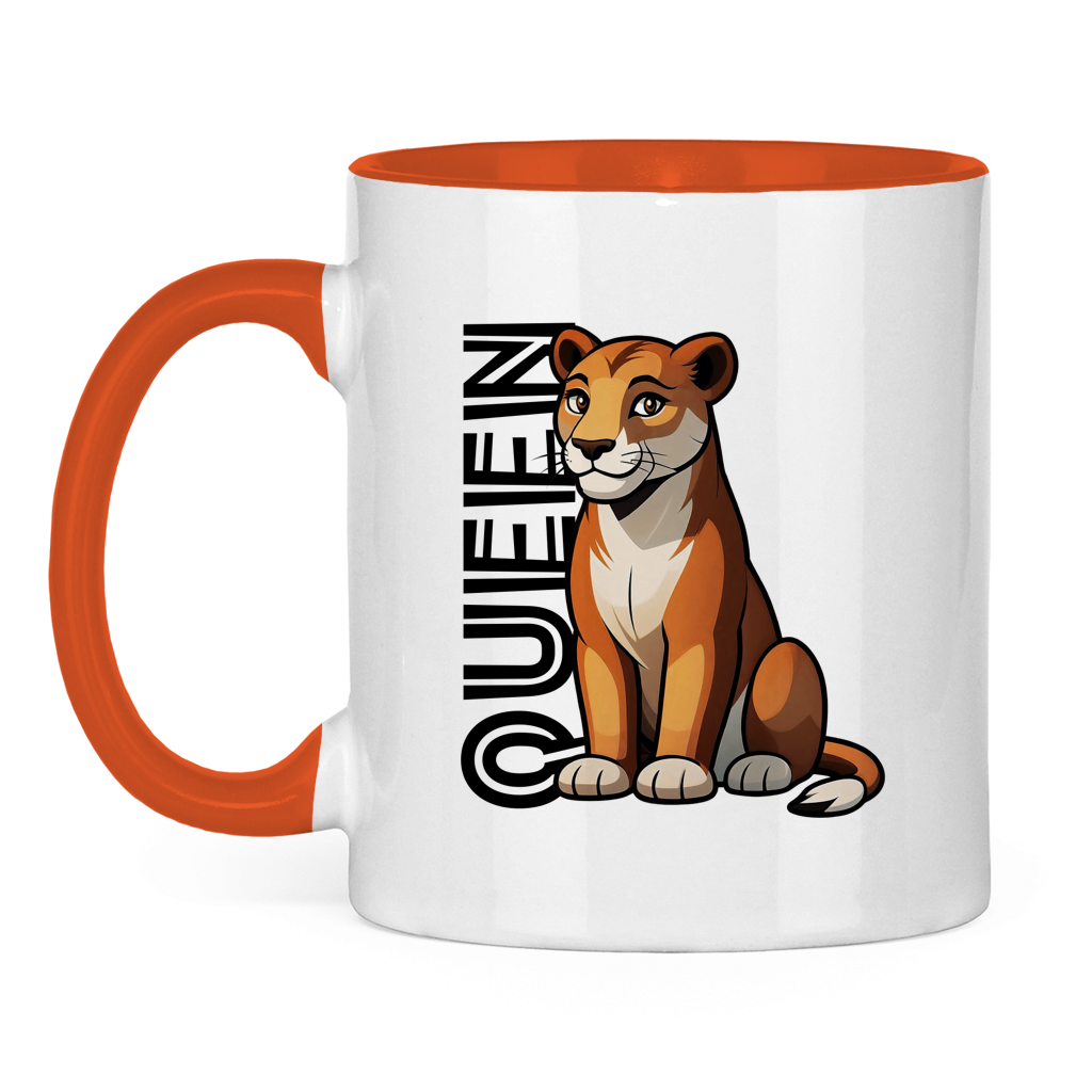 Tasse zweifarbig "The Queen Lioness" (Cartoon Style)
