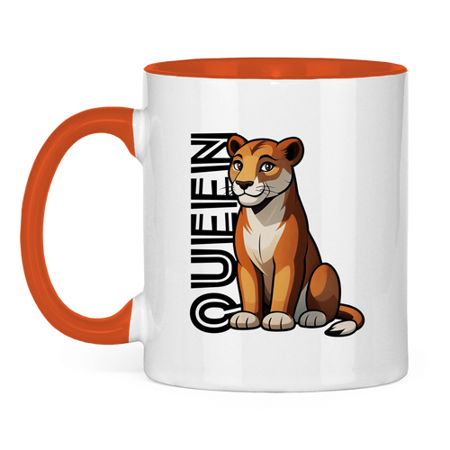 Tasse zweifarbig "The Queen Lioness" (Cartoon Style)