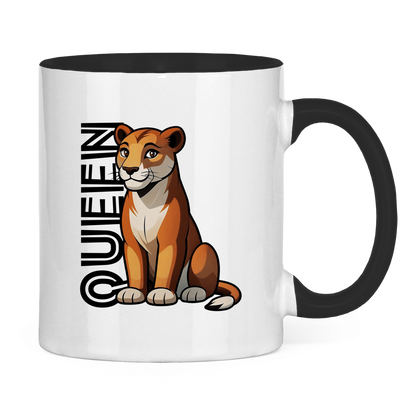 Tasse zweifarbig "The Queen Lioness" (Cartoon Style)
