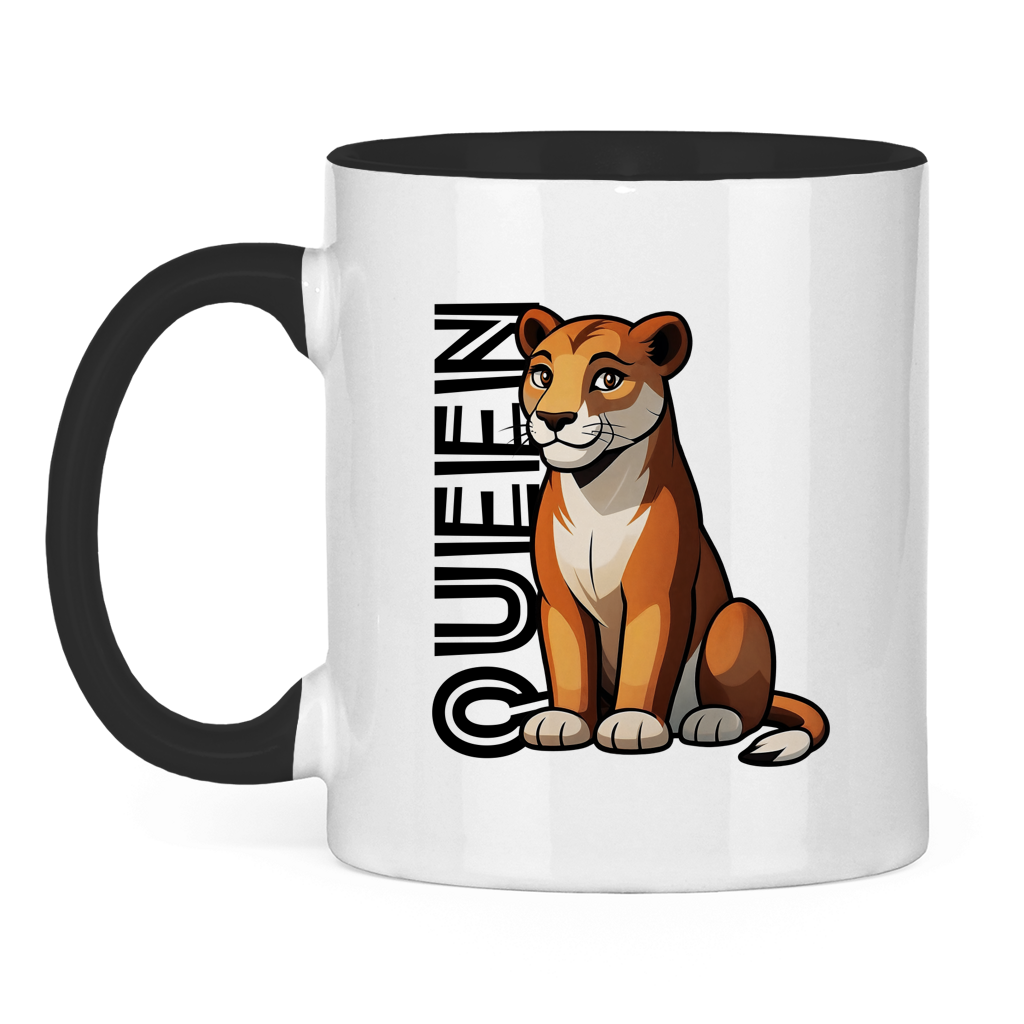 Tasse zweifarbig "The Queen Lioness" (Cartoon Style)