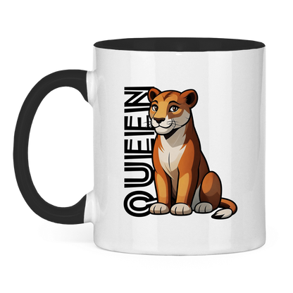 Tasse zweifarbig "The Queen Lioness" (Cartoon Style)