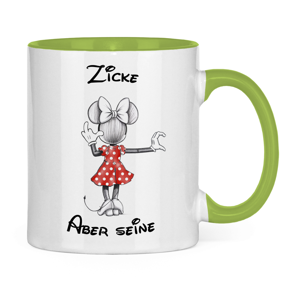 Tasse zweifarbig "Zicke - Aber seine"