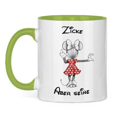 Tasse zweifarbig "Zicke - Aber seine"