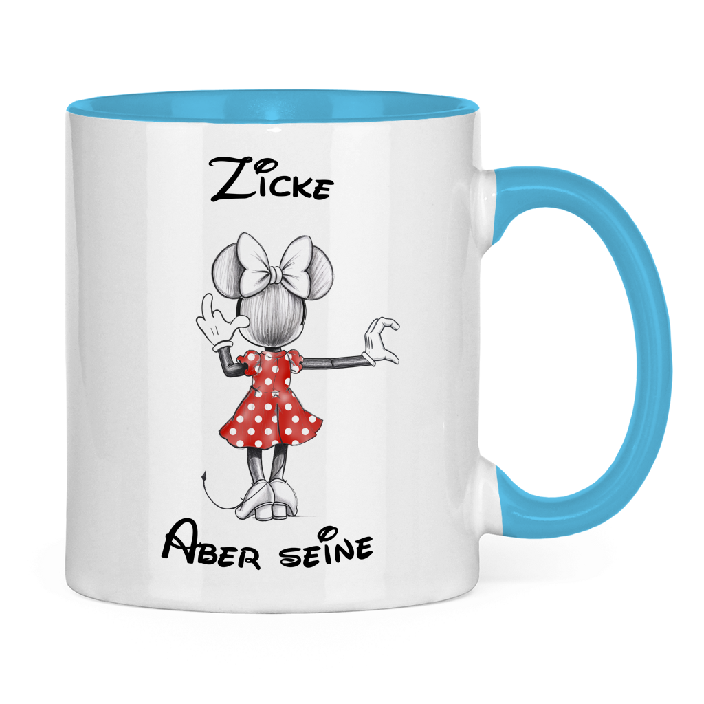 Tasse zweifarbig "Zicke - Aber seine"