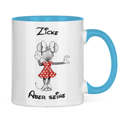 Tasse zweifarbig "Zicke - Aber seine"