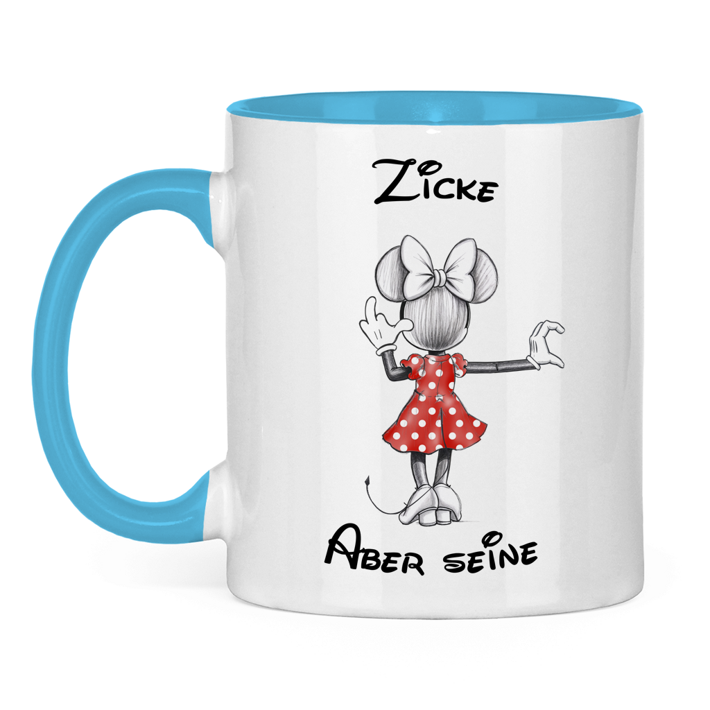 Tasse zweifarbig "Zicke - Aber seine"