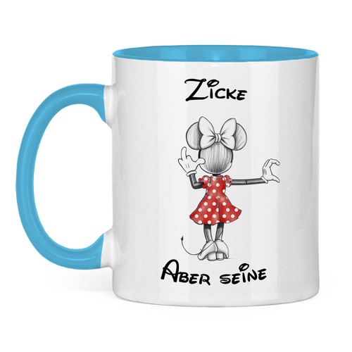 Tasse zweifarbig "Zicke - Aber seine"