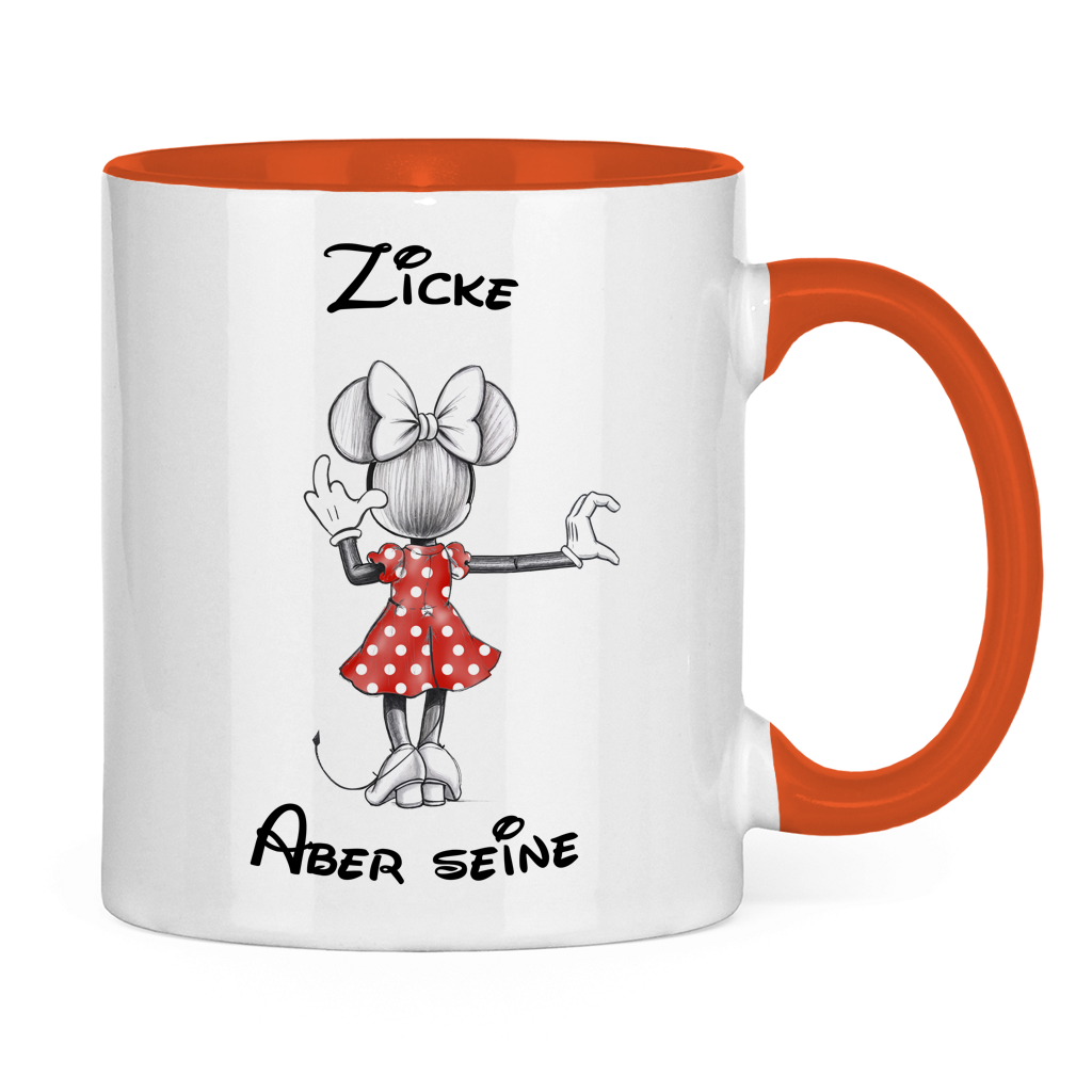 Tasse zweifarbig "Zicke - Aber seine"