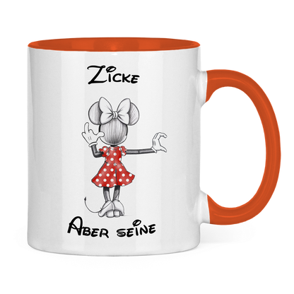 Tasse zweifarbig "Zicke - Aber seine"