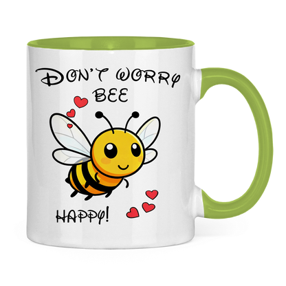 Tasse zweifarbig "Don't worry - bee happy!"