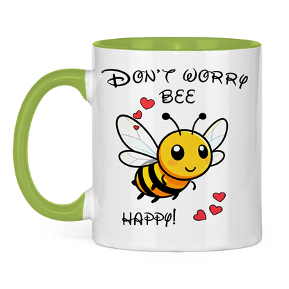 Tasse zweifarbig "Don't worry - bee happy!"