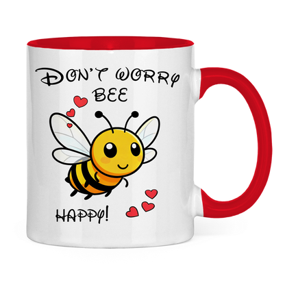 Tasse zweifarbig "Don't worry - bee happy!"