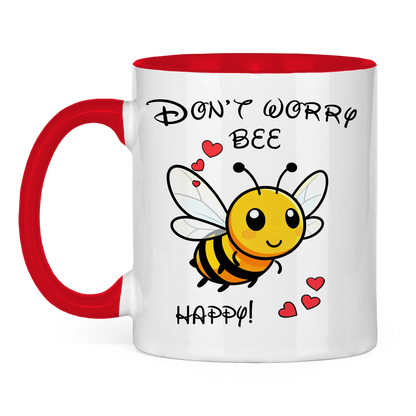 Tasse zweifarbig "Don't worry - bee happy!"