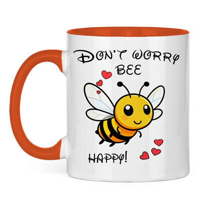 Tasse zweifarbig "Don't worry - bee happy!"