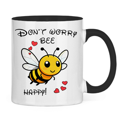 Tasse zweifarbig "Don't worry - bee happy!"