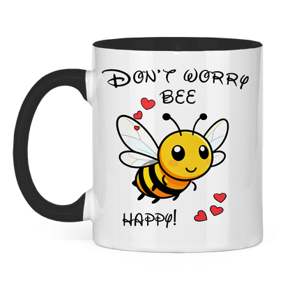 Tasse zweifarbig "Don't worry - bee happy!"