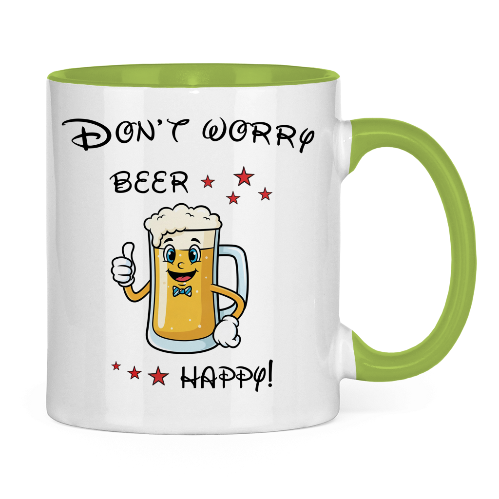Tasse zweifarbig "Don't worry - beer happy!"