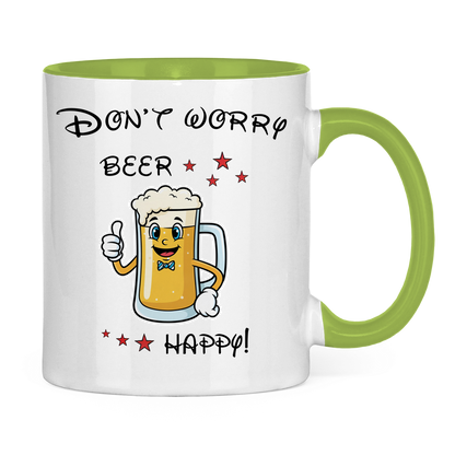 Tasse zweifarbig "Don't worry - beer happy!"
