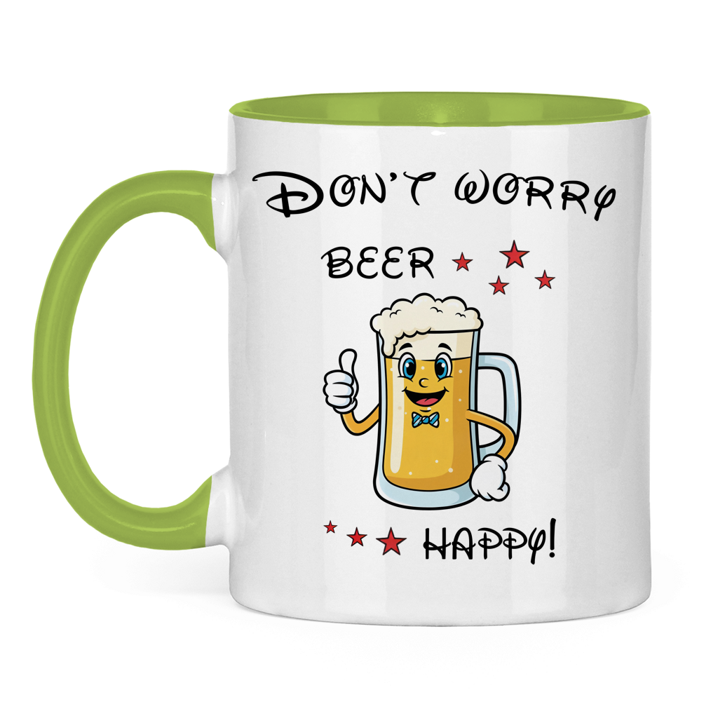 Tasse zweifarbig "Don't worry - beer happy!"