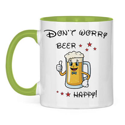 Tasse zweifarbig "Don't worry - beer happy!"