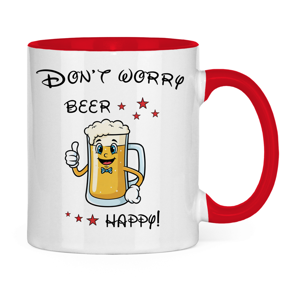 Tasse zweifarbig "Don't worry - beer happy!"