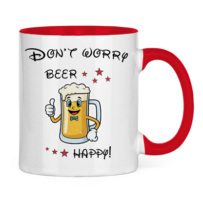 Tasse zweifarbig "Don't worry - beer happy!"