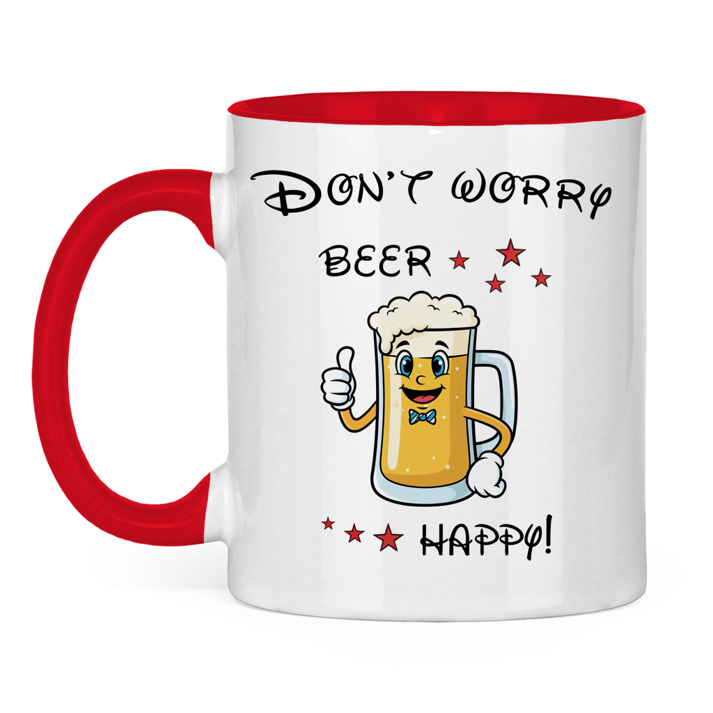 Tasse zweifarbig "Don't worry - beer happy!"
