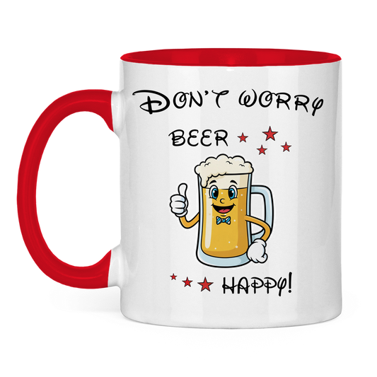 Tasse zweifarbig "Don't worry - beer happy!"