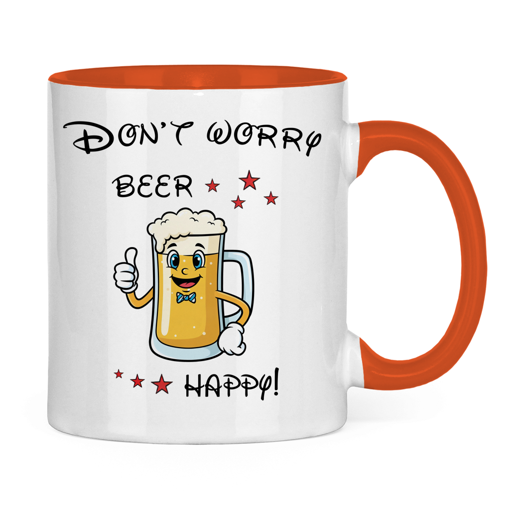 Tasse zweifarbig "Don't worry - beer happy!"