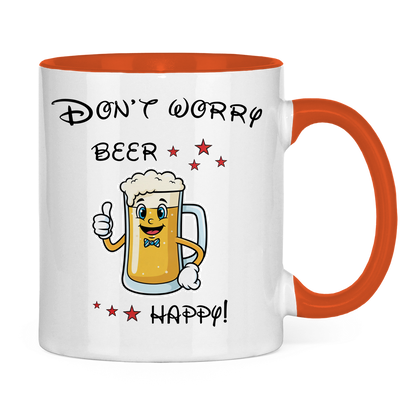 Tasse zweifarbig "Don't worry - beer happy!"