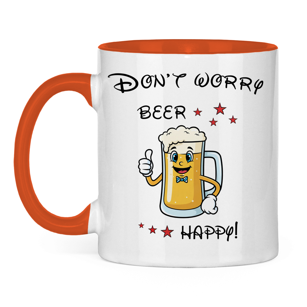 Tasse zweifarbig "Don't worry - beer happy!"