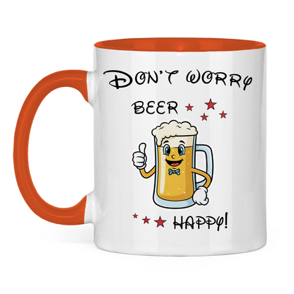 Tasse zweifarbig "Don't worry - beer happy!"